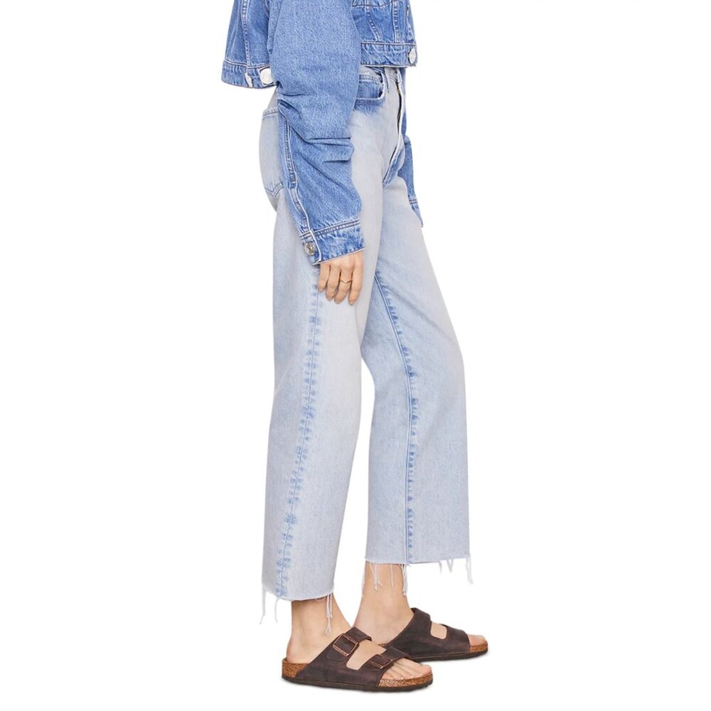 FRAME Le Jane Crop High Rise Straight Luster Light Blue Denim Jeans Size 32 NEW - Picture 15 of 16